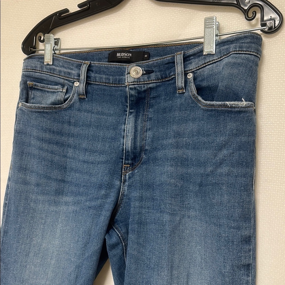 Hudson Jeans Blue Skinny Denim with Distressing - Picture 3 of 10